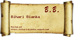 Bihari Bianka névjegykártya